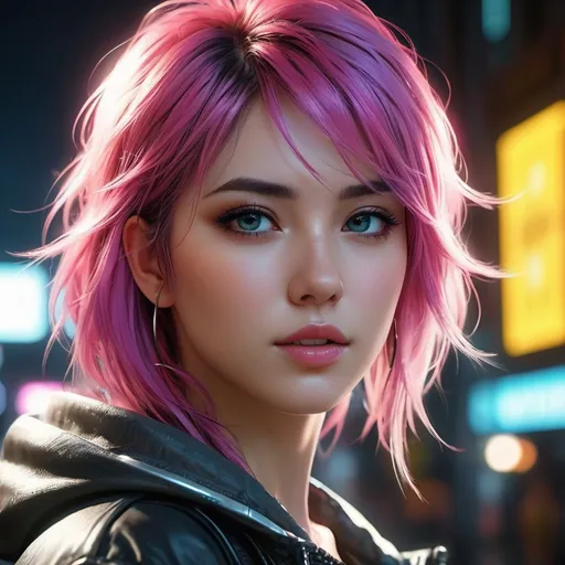 Prompt: Imagine a cyberpunk manga girl with neon hair, and a futuristic outfit. She stands in a dark alley in the city, lit by neon lights and advertising holograms. The atmosphere is full of mystery and adventure, reflecting a world where technology and humanity intersect in complex ways. The style should be dynamic and rich in detail, capturing the essence of the cyberpunk genre ,wore, face, UHD , 300K , 50mm, f/1.4, sharp focus, reflections, high-quality background , UHD, sharp focus, reflections, high-quality background illustration by Marc Simonetti Carne Griffiths, Conrad Roset, 3D anime girl, Full HD render + immense detail + dramatic lighting + well lit + fine | ultra - detailed realism, full body art, lighting, high - quality, engraved, ((photorealistic)), ((hyperrealistic)), ((perfect eyes)), ((perfect skin)), ((perfect hair)), ((perfect shadow)), ((perfect light)) 800k UHD 100mm. 4D. 300k, 50mm, f/1.4, sharp focus, reflections, high-quality background , UHD, sharp focus, reflections, high-quality background illustration by Marc Simonetti Carne Griffiths, Conrad Roset, 3D anime girl, Full HD render + immense detail + dramatic lighting + well lit + fine | ultra - detailed realism, full body art, lighting, high - quality, engraved, ((photorealistic)), ((hyperrealistic)), ((perfect eyes)), ((perfect skin)), ((perfect hair)), ((perfect shadow)), ((perfect light))