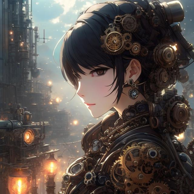 Prompt: women , brown short hair , eye with gears , steampunk outfit , light armor with big cleavage , steampunk contour earring , steampunk wings with gears

Illustration by Makoto shinkai.

heavenly beauty, 128k, 50mm, f/1. 4, high detail, sharp focus, perfect anatomy, highly detailed, detailed and high quality background, oil painting, digital painting, Trending on artstation, UHD, 128K, quality, Big Eyes, artgerm, highest quality stylized character concept masterpiece, award winning digital 3d, hyper-realistic, intricate, 128K, UHD, HDR, image of a gorgeous, beautiful, dirty, highly detailed face, hyper-realistic facial features, cinematic 3D volumetric,   Full HD render + immense detail + dramatic lighting + well lit + fine | ultra - detailed realism, full body art, lighting, high - quality, engraved, ((photorealistic)), ((hyperrealistic))


