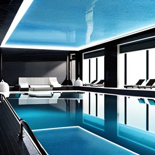 Prompt: luxurious futurist pool