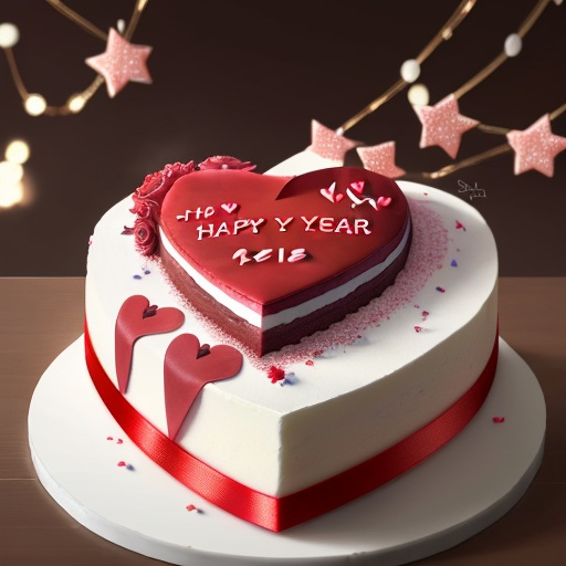 Prompt: heart of the new year ((cake))
