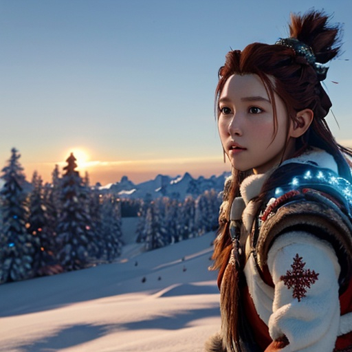 Prompt: warm christmas , aloy , horizon zero dawn , 600K UHD