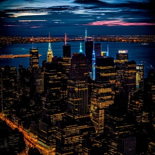 Prompt: new york by night stylised