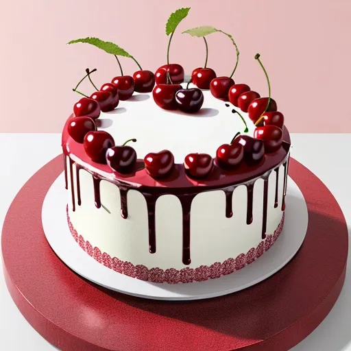 Prompt: cherry cake art design
