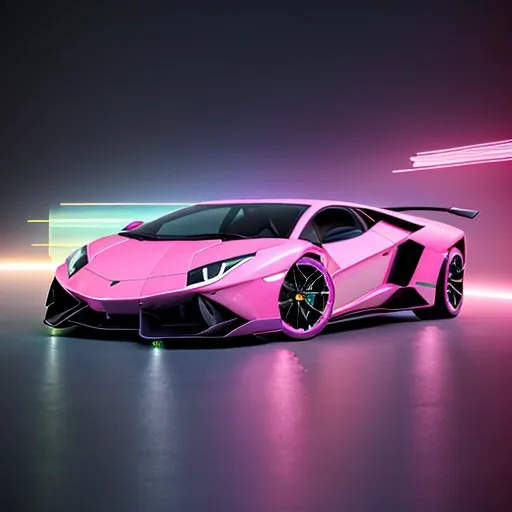 Prompt:  Capture a precise, professional-grade in the highest possible quality photography 1 lamborghini ultra-futurist design color pink holographic background cyberpunk town  128K, UHD, HDR,