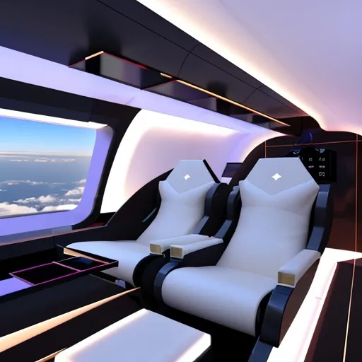 Prompt: luxurious futurist plane