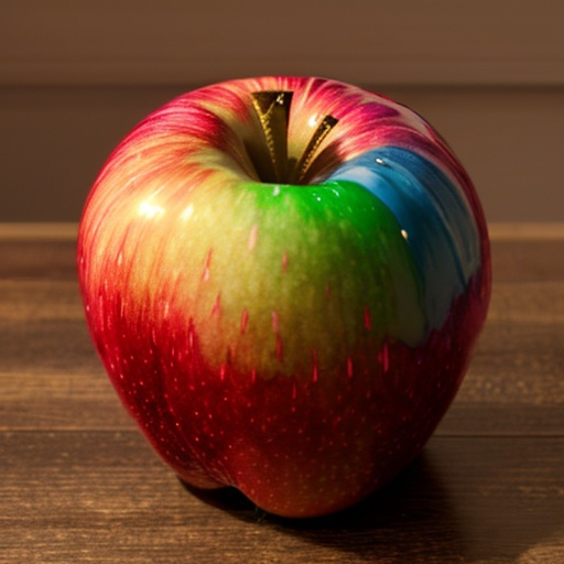 Prompt: colored rainbow apple