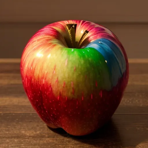 Prompt: colored rainbow apple