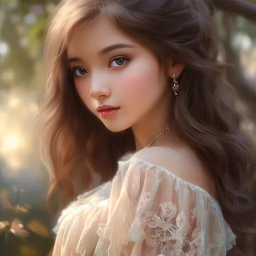 Prompt: a girl portrait heavenly beauty, 128k, 50mm, f/1. 4, high detail, sharp focus, perfect anatomy, highly detailed, detailed and high quality background, oil painting, digital painting, Trending on artstation, UHD, 128K, quality, Big Eyes, artgerm, highest quality stylized character concept masterpiece, award winning digital 3d, hyper-realistic, intricate, 128K, UHD, HDR, image of a gorgeous, beautiful, dirty, highly detailed face, hyper-realistic facial features, cinematic 3D volumetric, illustration by Marc Simonetti, Carne Griffiths, Conrad Roset, 3D anime girl, Full HD render + immense detail + dramatic lighting + well lit + fine | ultra - detailed realism, full body art, lighting, high - quality, engraved, ((photorealistic)), ((hyperrealistic)), ((perfect eyes)), ((perfect skin)), ((perfect hair))