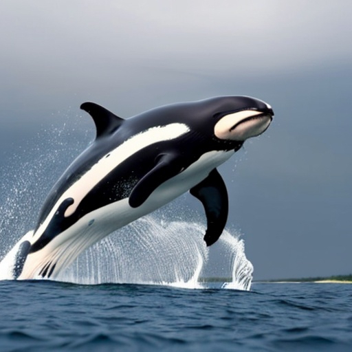 Prompt: a killer whale jumping out of the water