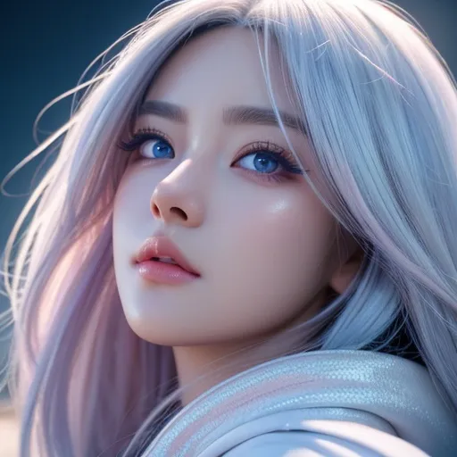 Prompt: a siren , woman, smooth soft skin, big dreamy eyes, black eye liner, pink long big lashes, fake eyelashes, beautiful intricate colored white hair, symmetrical, anime wide eyes, soft lighting, detailed face, by makoto shinkai, stanley artgerm lau, wlop, rossdraws, , looking into camera 
Heavenly beauty, 256k, 100cm, f/1. 10, high detail, sharp focus, perfect anatomy, highly detailed, detailed and high quality background, oil painting, digital painting, Trending on artstation, UHD, 128K, quality, Big Eyes, artgerm, highest quality stylized character concept masterpiece, award winning digital 3d, hyper-realistic, intricate, 256K, UHD, HDR, image of a gorgeous, beautiful, dirty, highly detailed face, hyper-realistic facial features, cinematic 4D volumetric,ultrarealistic, perfect face, ultrafuturistic background heavenly beauty, 256k, 100cm, f/1. 10, high detail, sharp focus, perfect anatomy, highly detailed, detailed and high quality background, digital painting, Trending on artstation, UHD, 128K, quality, Big Eyes, artgerm, highest quality stylized character concept masterpiece, award winning digital 4d, hyper-realistic, intricate, 256K, UHD, HDR, image of a gorgeous, beautiful, dirty, highly detailed face, hyper-realistic facial features, cinematic 4D volumetric, 4D anime girl, Full HD render + immense detail + dramatic lighting + well lit + fine | ultra - detailed realism, full body art, lighting, high - quality, engraved, ((photorealistic)), ((hyperrealistic))