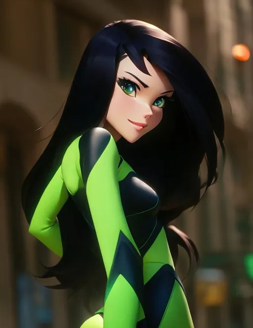 Prompt: woman , shego (( kim possible)) , real, ultrarealistic, perfect face, ultrafuturistic background

Illustration by Makoto shinkai.

heavenly beauty, 128k, 50mm, f/1. 4, high detail, sharp focus, perfect anatomy, highly detailed, detailed and high quality background, oil painting, digital painting, Trending on artstation, UHD, 128K, quality, Big Eyes, artgerm, highest quality stylized character concept masterpiece, award winning digital 3d, hyper-realistic, intricate, 128K, UHD, HDR, image of a gorgeous, beautiful, dirty, highly detailed face, hyper-realistic facial features, cinematic 3D volumetric,  3D anime girl, Full HD render + immense detail + dramatic lighting + well lit + fine | ultra - detailed realism, full body art, lighting, high - quality, engraved, ((photorealistic)), ((hyperrealistic))