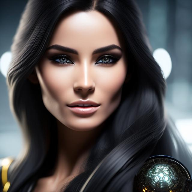 Prompt: Generate a highly detailed image of a futuristic female amerindien with a tincture for her nose, with long flowing black hair. With yellow eyes.

The image should be of the highest professional photographic quality, boasting the best possible resolution and attention to detail. The focus should be on capturing the finest features of the woman's face, ensuring her eyes are of impeccable quality, her skin texture is flawlessly realistic, and her hair is rendered with intricate precision. The lighting should be natural, casting subtle shadows that enhance the depth and realism of the scene.

Please ensure that the image is centered, with the woman positioned prominently on the america alley. The composition should not only showcase her unique style and confident expression but also emphasize the intricate details of her clothing and hair. Each element should blend seamlessly to create a visually captivating and emotionally resonant piece of art.
((photorealistic)), ((hyperrealistic))