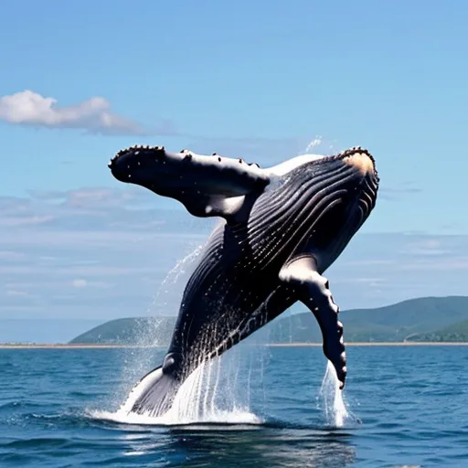 Prompt: a whale jumping out of the water