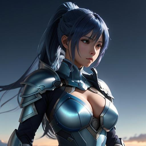 Prompt: girl , light armor with big cleavage   , blue océan gradient hair , long ponytail , blue pastel eye , futurist armor 

Illustration by Makoto shinkai.

heavenly beauty, 128k, 50mm, f/1. 4, high detail, sharp focus, perfect anatomy, highly detailed, detailed and high quality background, oil painting, digital painting, Trending on artstation, UHD, 128K, quality, Big Eyes, artgerm, highest quality stylized character concept masterpiece, award winning digital 3d, hyper-realistic, intricate, 128K, UHD, HDR, image of a gorgeous, beautiful, dirty, highly detailed face, hyper-realistic facial features, cinematic 3D volumetric,  3D anime girl, Full HD render + immense detail + dramatic lighting + well lit + fine | ultra - detailed realism, full body art, lighting, high - quality, engraved, ((photorealistic)), ((hyperrealistic))