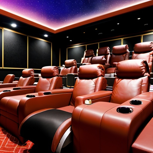 Prompt: luxurious futurist movie theater