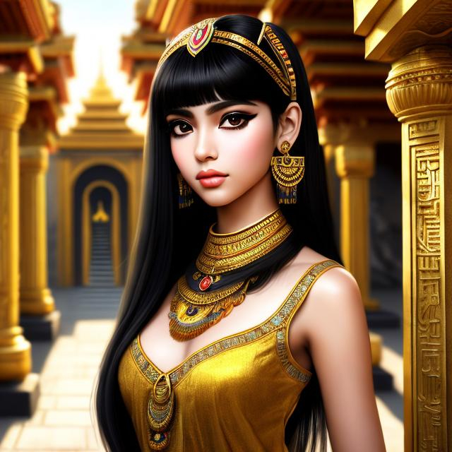 Prompt: Beautiful Cleopatra girl with dark skin black hair in a strait cut and big yellow eyes ,

Temple Architecture Backdrop background,

She wears a white dress


anime artwork with a realistic style, featuring detailed textures, lifelike shading, and accurate proportions,
 

16k, UHD, HDR10, 16K, ((Masterpiece)) , Absurdres,