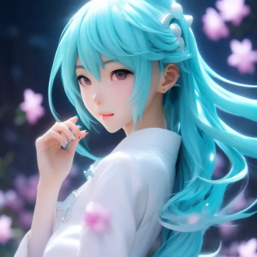 Prompt: woman , miku hatsune , sakura , real , human , ultrarealistic, perfect face, ultrafuturistic background

Illustration by Makoto shinkai.

heavenly beauty, 128k, 50mm, f/1. 4, high detail, sharp focus, perfect anatomy, highly detailed, detailed and high quality background, oil painting, digital painting, Trending on artstation, UHD, 128K, quality, Big Eyes, artgerm, highest quality stylized character concept masterpiece, award winning digital 3d, hyper-realistic, intricate, 128K, UHD, HDR, image of a gorgeous, beautiful, dirty, highly detailed face, hyper-realistic facial features, cinematic 3D volumetric,  3D anime girl, Full HD render + immense detail + dramatic lighting + well lit + fine | ultra - detailed realism, full body art, lighting, high - quality, engraved, ((photorealistic)), ((hyperrealistic))