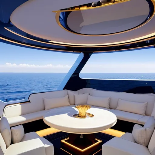 Prompt: luxurious futurist yacht