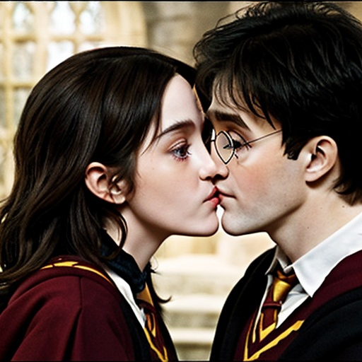 Prompt: harry potter kissing 