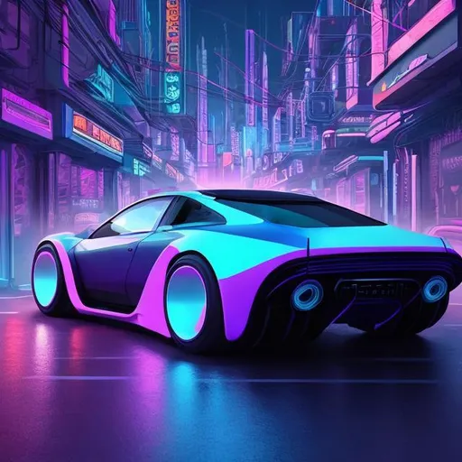 Prompt: 1 car ultra-futurist design color  holographic background cyberpunk  town