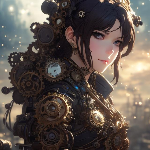 Prompt: women , brown short hair , eye with gears , steampunk outfit , light armor with big cleavage , steampunk contour earring , steampunk wings with gears

Illustration by Makoto shinkai.

heavenly beauty, 128k, 50mm, f/1. 4, high detail, sharp focus, perfect anatomy, highly detailed, detailed and high quality background, oil painting, digital painting, Trending on artstation, UHD, 128K, quality, Big Eyes, artgerm, highest quality stylized character concept masterpiece, award winning digital 3d, hyper-realistic, intricate, 128K, UHD, HDR, image of a gorgeous, beautiful, dirty, highly detailed face, hyper-realistic facial features, cinematic 3D volumetric,   Full HD render + immense detail + dramatic lighting + well lit + fine | ultra - detailed realism, full body art, lighting, high - quality, engraved, ((photorealistic)), ((hyperrealistic))


