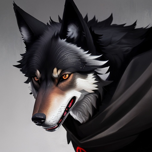 Prompt: an black alfa wolf