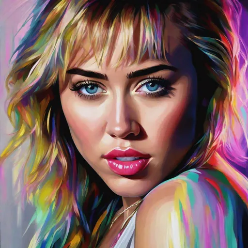 Prompt: miley cyrus

Capture a precise, professional-grade in the highest possible quality photography . she wears light clothes The background is a dark nightclub, in which she dances heavenly beauty, 128k, 50mm, f/1. 4, high detail, sharp focus, perfect anatomy, highly detailed, detailed and high quality background, oil painting, digital painting, Trending on artstation, UHD, 128K, quality, Big Eyes, artgerm, highest quality stylized character concept masterpiece, award winning digital 3d, hyper-realistic, intricate, 128K, UHD, HDR, image of a gorgeous, beautiful, dirty, highly detailed face, hyper-realistic facial features, cinematic 3D volumetric, illustration by Marc Simonetti, Carne Griffiths, Conrad Roset, 3D anime girl, Full HD render + immense detail + dramatic lighting + well lit + fine | ultra - detailed realism, full body art, lighting, high - quality, engraved, ((photorealistic)), ((hyperrealistic)), ((perfect eyes)), ((perfect skin)), ((perfect hair))