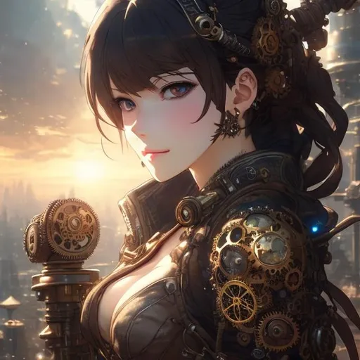 Prompt: women , brown short hair , eye with gears , steampunk outfit , light armor with big cleavage , steampunk contour earring , steampunk wings with gears

Illustration by Makoto shinkai.

heavenly beauty, 128k, 50mm, f/1. 4, high detail, sharp focus, perfect anatomy, highly detailed, detailed and high quality background, oil painting, digital painting, Trending on artstation, UHD, 128K, quality, Big Eyes, artgerm, highest quality stylized character concept masterpiece, award winning digital 3d, hyper-realistic, intricate, 128K, UHD, HDR, image of a gorgeous, beautiful, dirty, highly detailed face, hyper-realistic facial features, cinematic 3D volumetric,   Full HD render + immense detail + dramatic lighting + well lit + fine | ultra - detailed realism, full body art, lighting, high - quality, engraved, ((photorealistic)), ((hyperrealistic))

full color fractal Formula: z² + c + (z² + c) / (3z³ + c) background in voronoi sky and phoenix,  1little woman,(masterpiece, illustration, best quality:1.5), insanely beautiful black ice SKADI little woman, ice blue body painting, global illumination, finely detailed, beautiful defined detailed face, beautiful detailed eyes, beautiful detailed shading, highly Detailed body, finely detailed, (3_ice_crystal_halos), tilted halos, full body, body lightly covered with frost, frosty wild hair, ice elements, ice particles, snowy and icy atmosphere, , full body focus, beautifully detailed background, cinematic, 64K, UHD, by Li Yue
