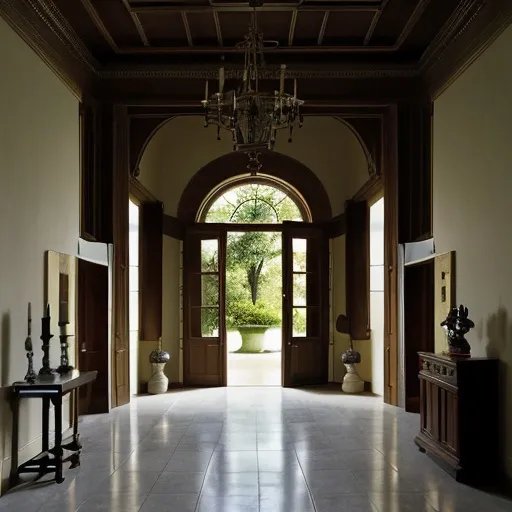 Prompt: entrance hall of manor