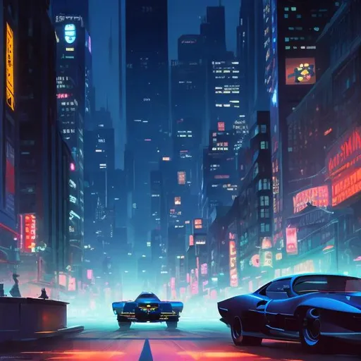 Prompt: car , batmobile , stylised , batman animated series 1992, ultra-réalistic, Gotham backround , street of Gotham with skycraper
 
Illustration by Makoto shinkai.

heavenly beauty, 128k, 50mm, f/1. 4, high detail, sharp focus, highly detailed, detailed and high quality background, oil painting, digital painting, Trending on artstation, UHD, 128K, quality, artgerm, highest quality stylized concept masterpiece, award winning digital 3d, hyper-realistic, intricate, 128K, UHD, HDR, image of a gorgeous, beautiful, dirty, highly detailed , hyper-realistic  features, cinematic 3D volumetric, Full HD render + immense detail + dramatic lighting + well lit + fine | ultra - detailed realism, lighting, high - quality, engraved, ((photorealistic)), ((hyperrealistic))