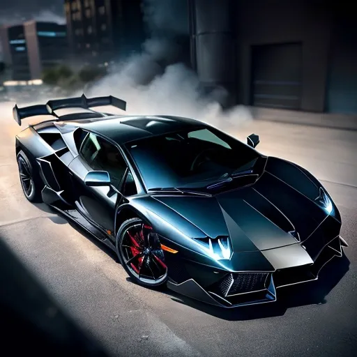 Prompt: a  billionaire man ((bruce wayne)) a very powerful and very stylish Lamborghini 254k UHD