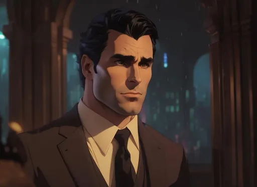 Prompt:  bruce wayne , face , portrait ,   interior of the wayne manor background , batman animated series  , ultra-réalistic 
 
Illustration by Makoto shinkai.

heavenly beauty, 128k, 50mm, f/1. 4, high detail, sharp focus, highly detailed, detailed and high quality background, oil painting, digital painting, Trending on artstation, UHD, 128K, quality, artgerm, highest quality stylized concept masterpiece, award winning digital 3d, hyper-realistic, intricate, 128K, UHD, HDR, image of a gorgeous, beautiful, dirty, highly detailed , hyper-realistic  features, cinematic 3D volumetric, Full HD render + immense detail + dramatic lighting + well lit + fine | ultra - detailed realism, lighting, high - quality, engraved, ((photorealistic)), ((hyperrealistic))