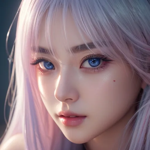 Prompt: a siren , woman, smooth soft skin, big dreamy eyes, black eye liner, pink long big lashes, fake eyelashes, beautiful intricate colored white hair, symmetrical, anime wide eyes, soft lighting, detailed face, by makoto shinkai, stanley artgerm lau, wlop, rossdraws, , looking into camera 
Heavenly beauty, 256k, 100cm, f/1. 10, high detail, sharp focus, perfect anatomy, highly detailed, detailed and high quality background, oil painting, digital painting, Trending on artstation, UHD, 128K, quality, Big Eyes, artgerm, highest quality stylized character concept masterpiece, award winning digital 3d, hyper-realistic, intricate, 256K, UHD, HDR, image of a gorgeous, beautiful, dirty, highly detailed face, hyper-realistic facial features, cinematic 4D volumetric,ultrarealistic, perfect face, ultrafuturistic background heavenly beauty, 256k, 100cm, f/1. 10, high detail, sharp focus, perfect anatomy, highly detailed, detailed and high quality background, digital painting, Trending on artstation, UHD, 128K, quality, Big Eyes, artgerm, highest quality stylized character concept masterpiece, award winning digital 4d, hyper-realistic, intricate, 256K, UHD, HDR, image of a gorgeous, beautiful, dirty, highly detailed face, hyper-realistic facial features, cinematic 4D volumetric, 4D anime girl, Full HD render + immense detail + dramatic lighting + well lit + fine | ultra - detailed realism, full body art, lighting, high - quality, engraved, ((photorealistic)), ((hyperrealistic))