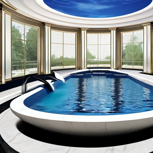 Prompt: luxurious futurist pool