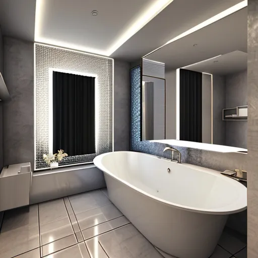 Prompt: luxurious futurist bathroom