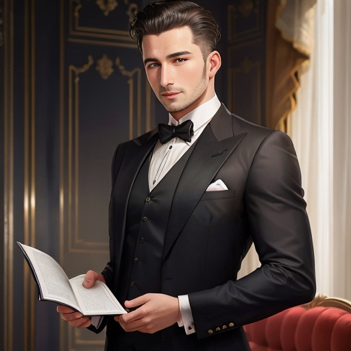 Prompt: 32 year old butler british high ranking slim body