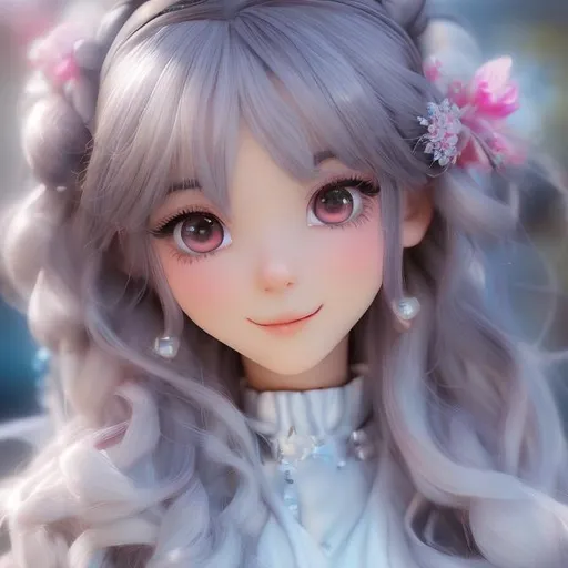 Prompt: a women , neko cat, professional-grade in the highest possible quality photography of a magical girl with white hair She has white hair styled in two exquisite braid, ((black ombre white hair)), tied with kawaii hairpins. She have red eyes. She has a few freckles on her nose, and large, bright eyes. She is in an idol pose with magical girl costume. smiling to the camera heavenly beauty, 128k, 50mm, f/1. 4, high detail, sharp focus, perfect anatomy, highly detailed, detailed and high quality background, oil painting, digital painting, Trending on artstation, UHD, 128K, quality, Big Eyes, artgerm, highest quality stylized character concept masterpiece, award winning digital 3d, hyper-realistic, intricate, 128K, UHD, HDR, image of a gorgeous, beautiful, dirty, highly detailed face, hyper-realistic facial features, cinematic 3D volumetric, illustration by Marc Simonetti, Carne Griffiths, Conrad Roset, 3D anime girl, Full HD render + immense detail + dramatic lighting + well lit + fine | ultra - detailed realism, full body art, lighting, high - quality, engraved, ((photorealistic)), ((hyperrealistic)), ((perfect eyes)), ((perfect skin)), ((perfect hair)) highly detailed, detailed and high quality background, oil painting, digital painting, Trending on artstation , UHD, 128K, quality, Big Eyes, artgerm, highest quality stylized character concept masterpiece, award winning digital 3d, hyper-realistic, intricate, 128K, UHD, HDR, image of a gorgeous, beautiful, dirty, highly detailed face, hyper-realistic facial features, cinematic 3D volumetric