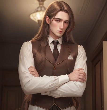 Prompt: a man nicolae bartholy ((is it love))
long brown hair