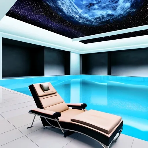 Prompt: luxurious futurist pool