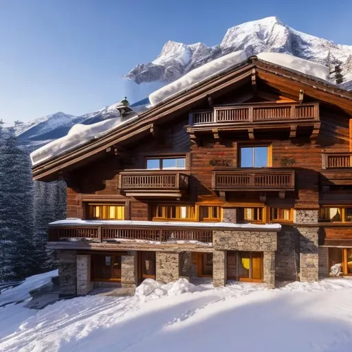 Prompt: Capture a precise, professional-grade in the highest possible quality photography chalet with a jacuzzi interior fluffy cozy window with view of a snowy mountain