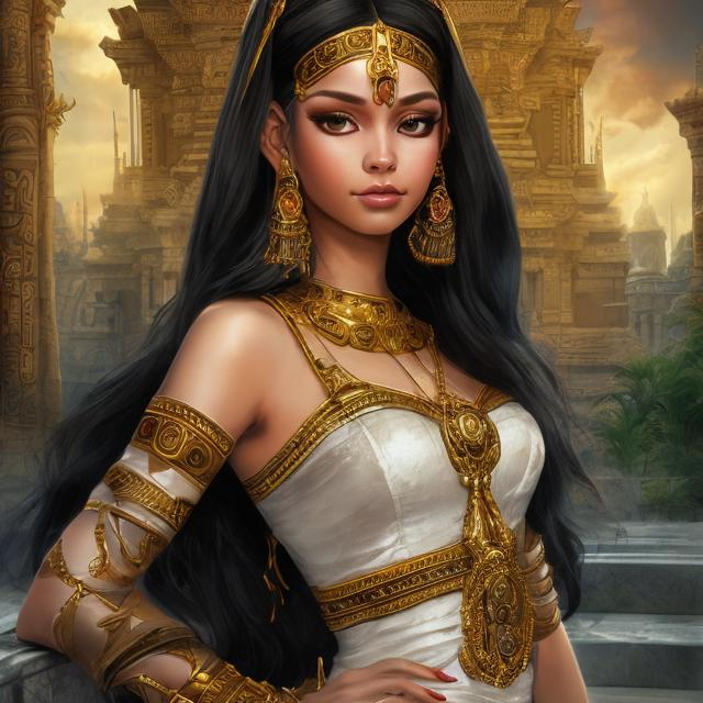 Prompt: Beautiful Cleopatra girl with dark skin black hair in a strait cut and big yellow eyes ,

Temple Architecture Backdrop background,

She wears a white dress


anime artwork with a realistic style, featuring detailed textures, lifelike shading, and accurate proportions,
 

16k, UHD, HDR10, 16K, ((Masterpiece)) , Absurdres,