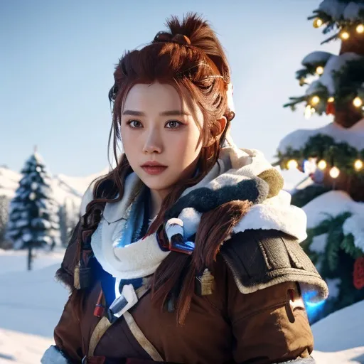 Prompt: warm christmas , aloy , horizon zero dawn , 600K UHD