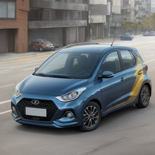 Prompt: a new hyundai i10 2023 car futurist ultra-design pop color 