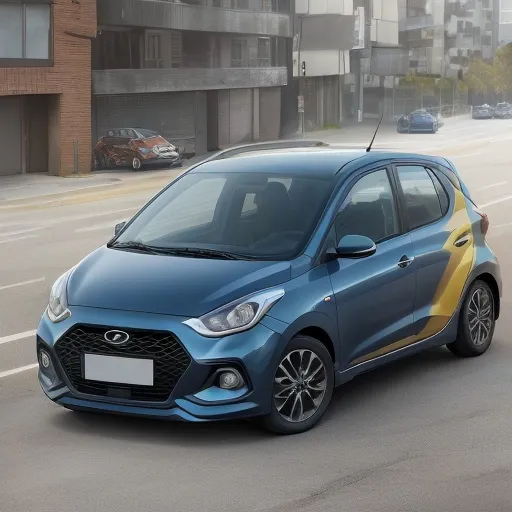 Prompt: a new hyundai i10 2023 car futurist ultra-design pop color 