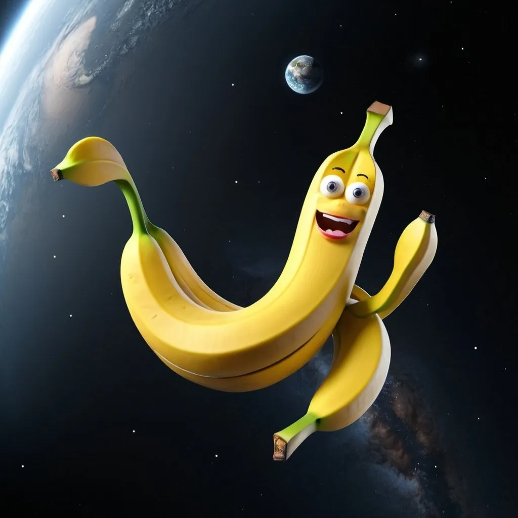 Prompt: 3d banana is flying in the space