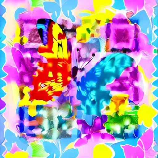 Prompt: butterflies rainbows flowers pastel
