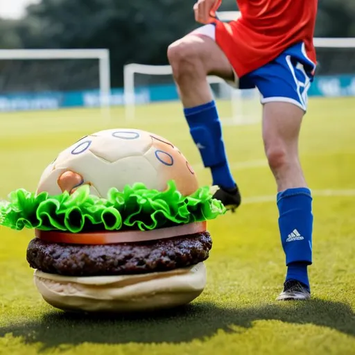 Prompt: burger patty soccer
 