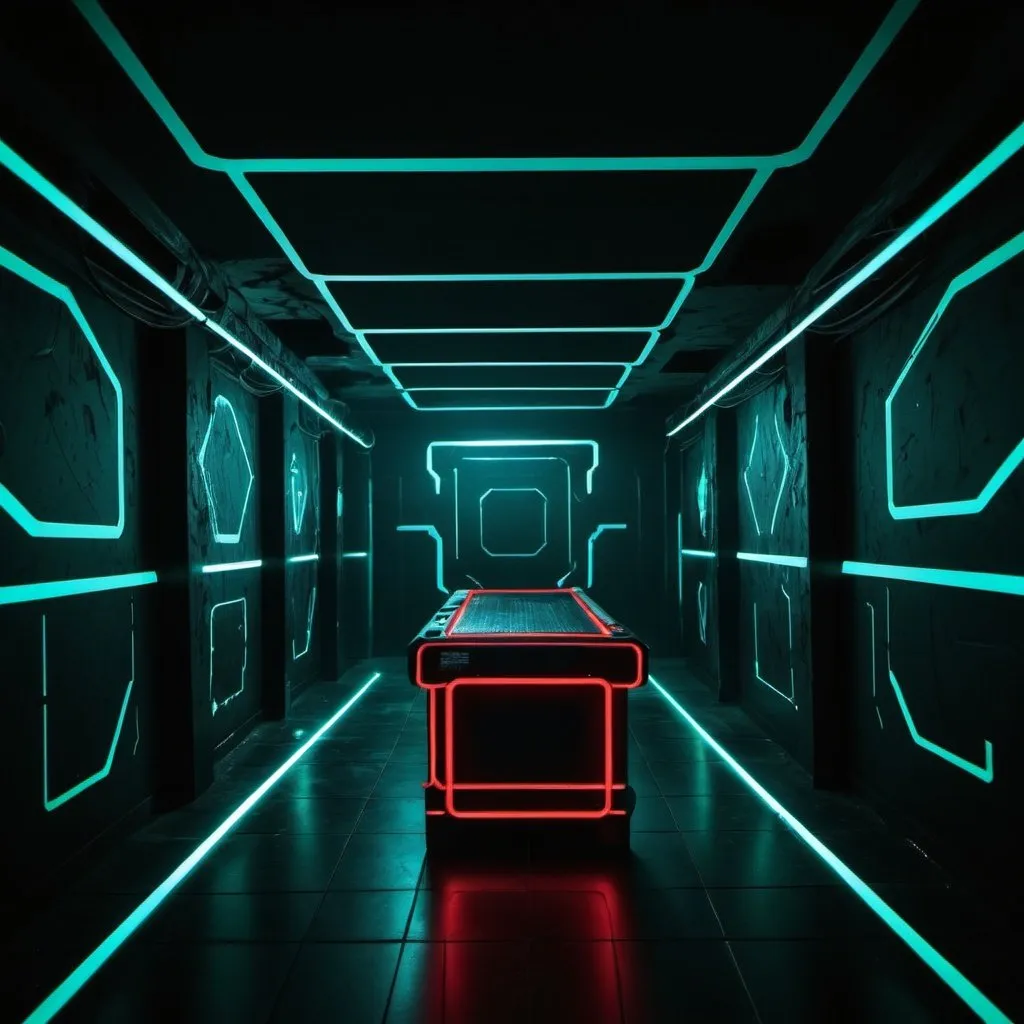 Prompt: Laser game dark environment neon,