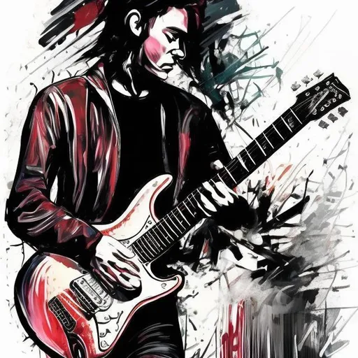 Prompt: cool nice guitarist art (6sting head stock for the guitar with 6 guitar pins not more)
