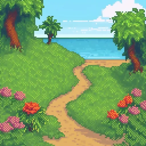 Prompt: vibrant open field, (lush green grass), (colorful pretty flowers), serene beach, (sparkling ocean), bright blue sky, (dynamic sunlight casting warm tones), gentle waves, picturesque landscape, nature's beauty, peaceful ambiance, (ultra-detailed), (4K), inviting and refreshing atmosphere.